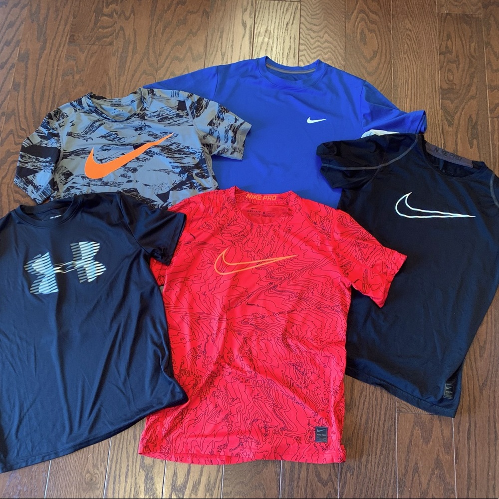 Nike And Under Armour Lot of 5 Boys shirts - Size XL